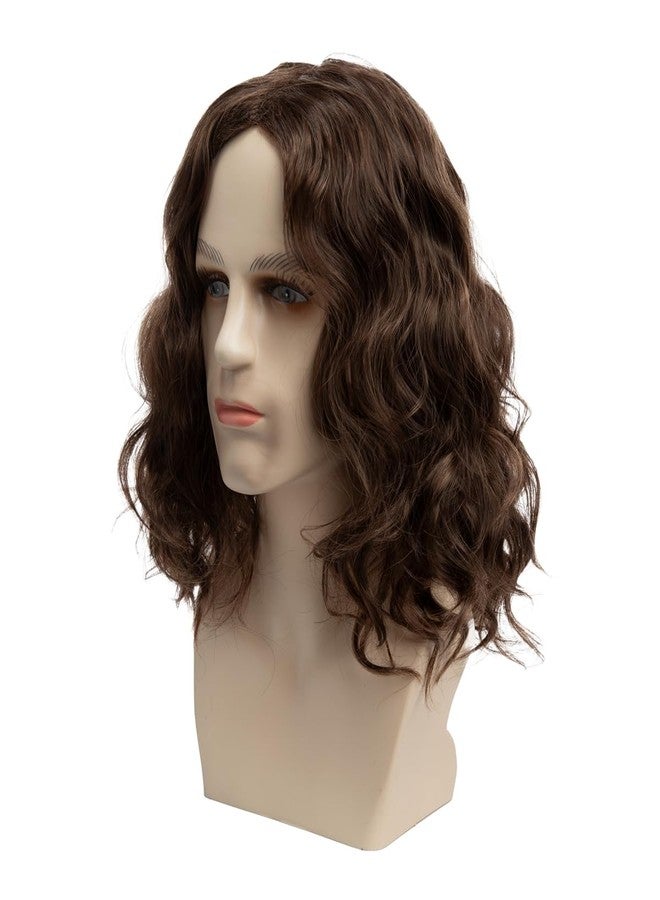 Wiwige Short Wavy Brown Wig for Men Middle Part Short Culry Synthetic Fiber Wig for Male - Image 5